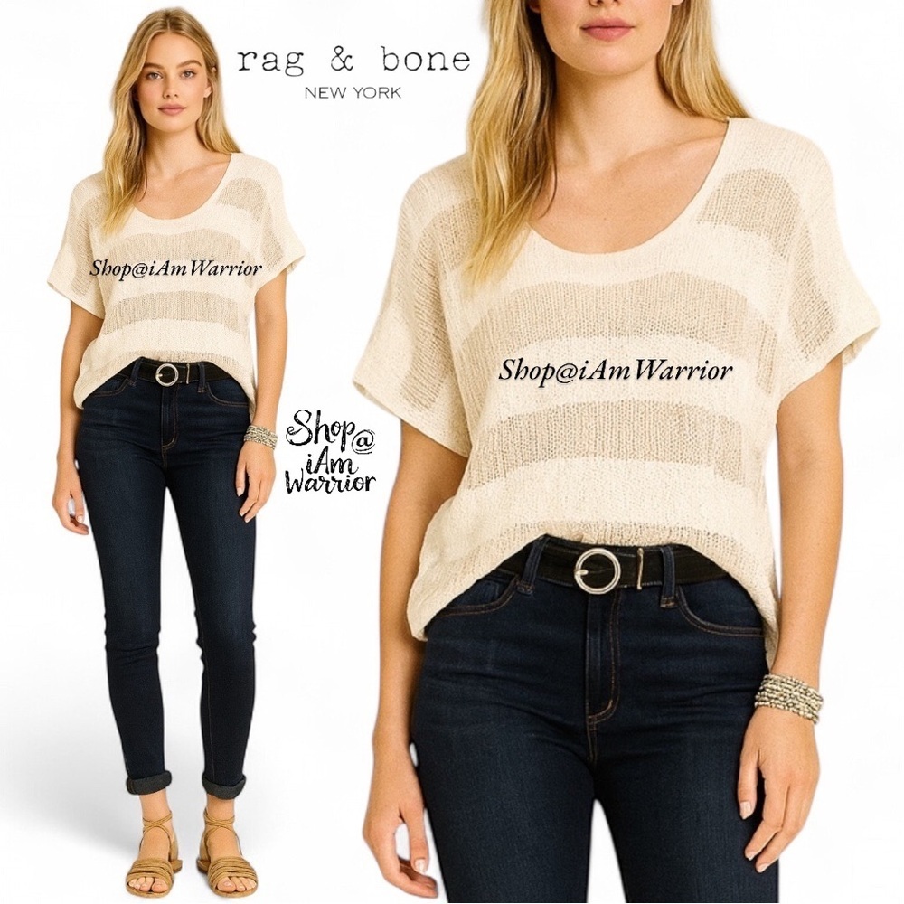 Rag & Bone textured stripe slouchy cotton-blend s… - image 1